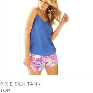 Lilly Pulitzer Dusk Silk Tank Top Cami Small Blue